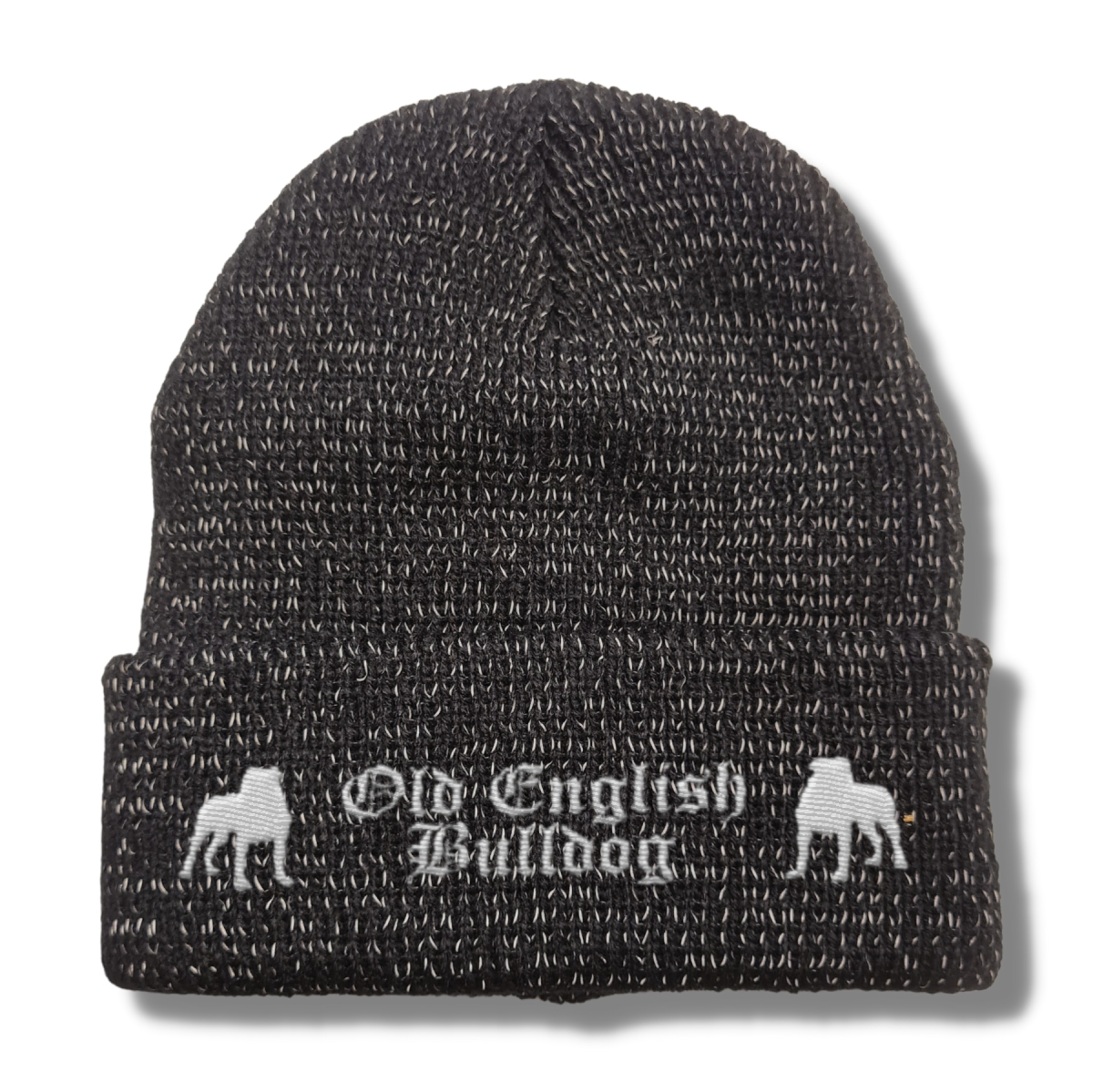 Bad Old English Bulldog reflektierende Mütze Stickerei Hund Winter Strickmütze reflex Beanie warm