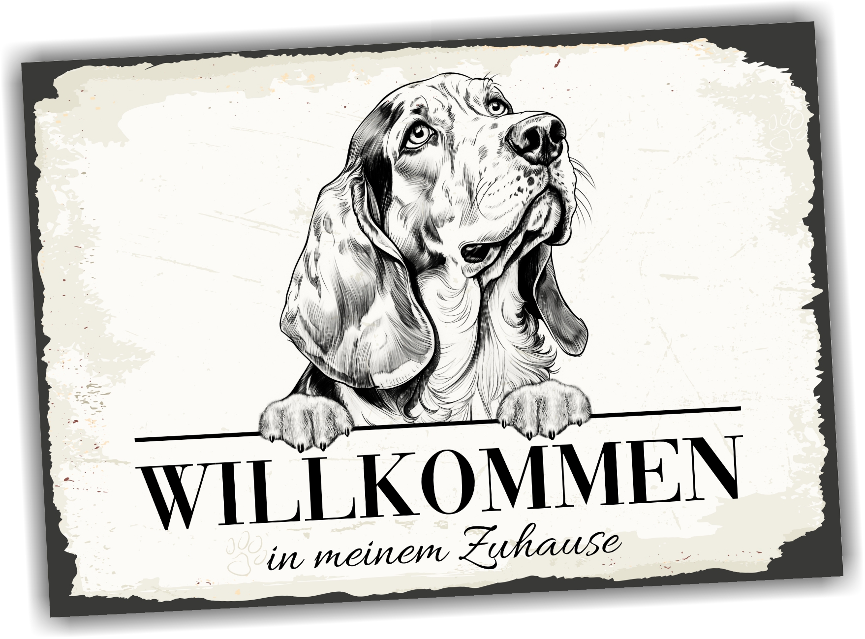 Hundeschild Willkommen Zuhause Basset Hound  Schild Achtung Zaun Frau Spruch Türschild Hundeschild Warnschild  Design by Siviwonder
