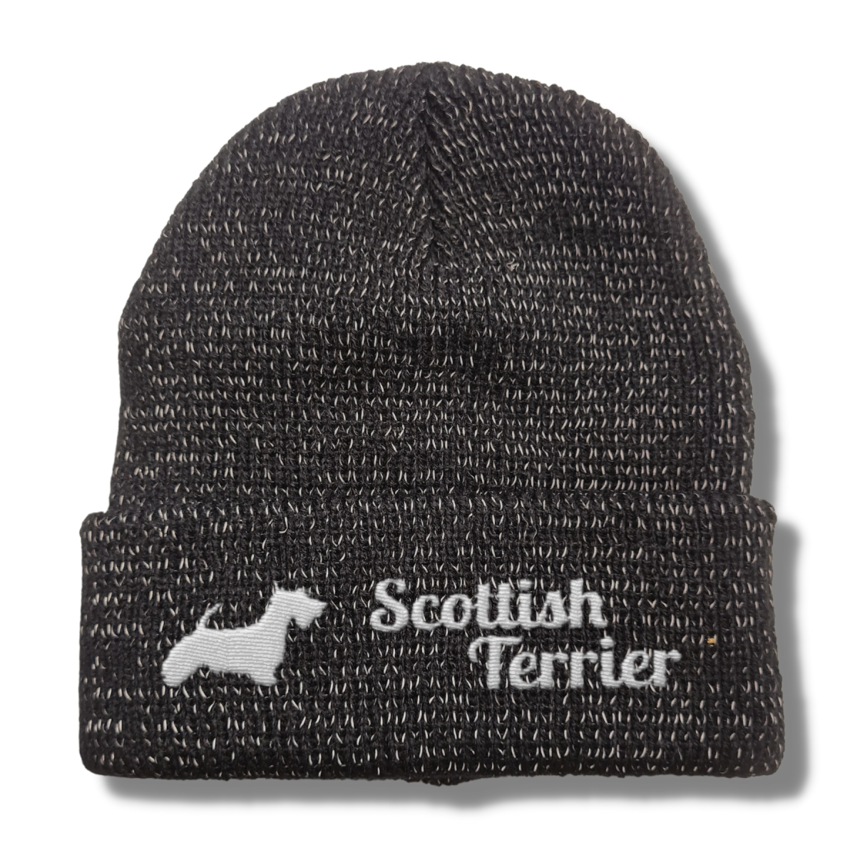 Scottish Terrier reflektierende Mütze Stickerei Hund Winter Strickmütze reflex Beanie warm kalt