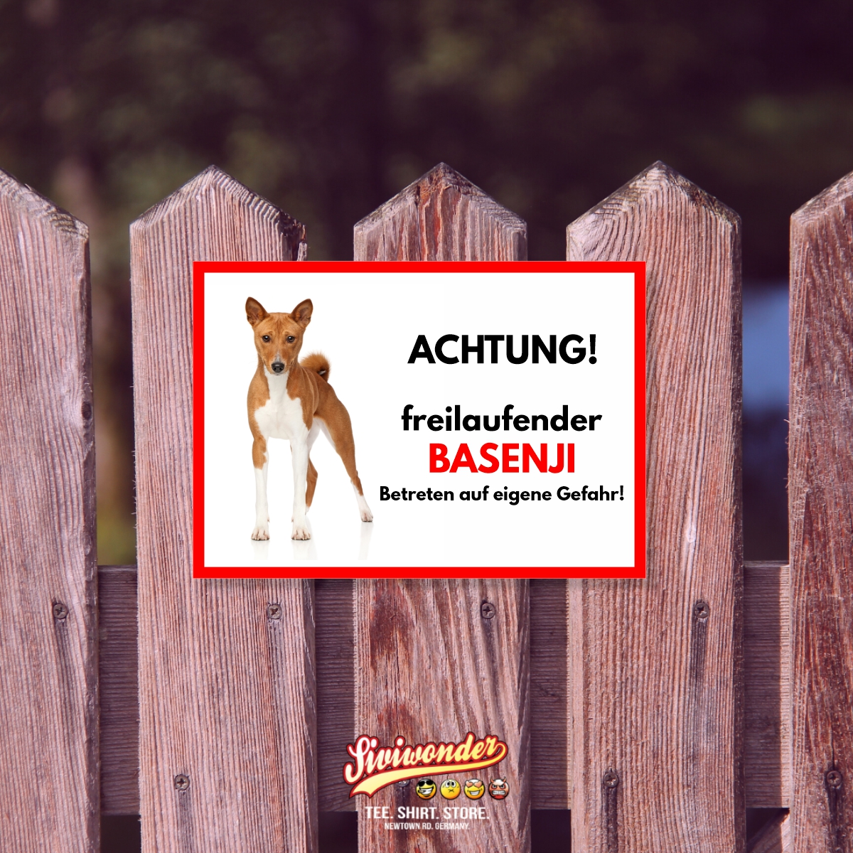 Basenji Freilaufender Hund Dog Schild Spruch Türschild Hundeschild Warnschild