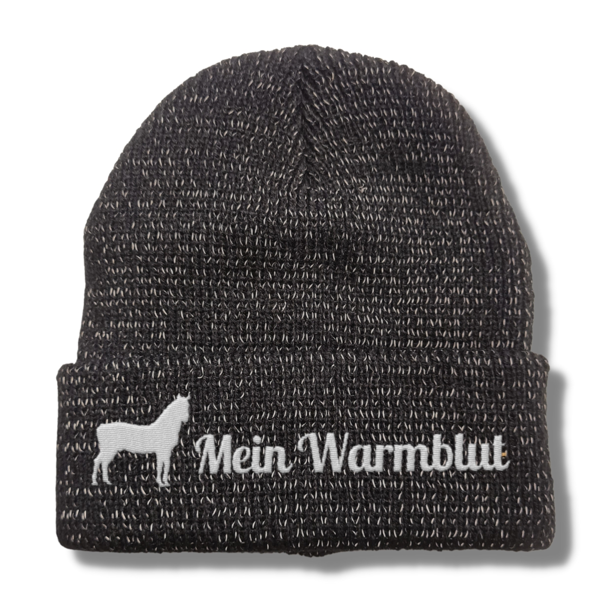 Warmblut reflektierende Mütze Stickerei Pferd Winter Strickmütze reflex Beanie warm