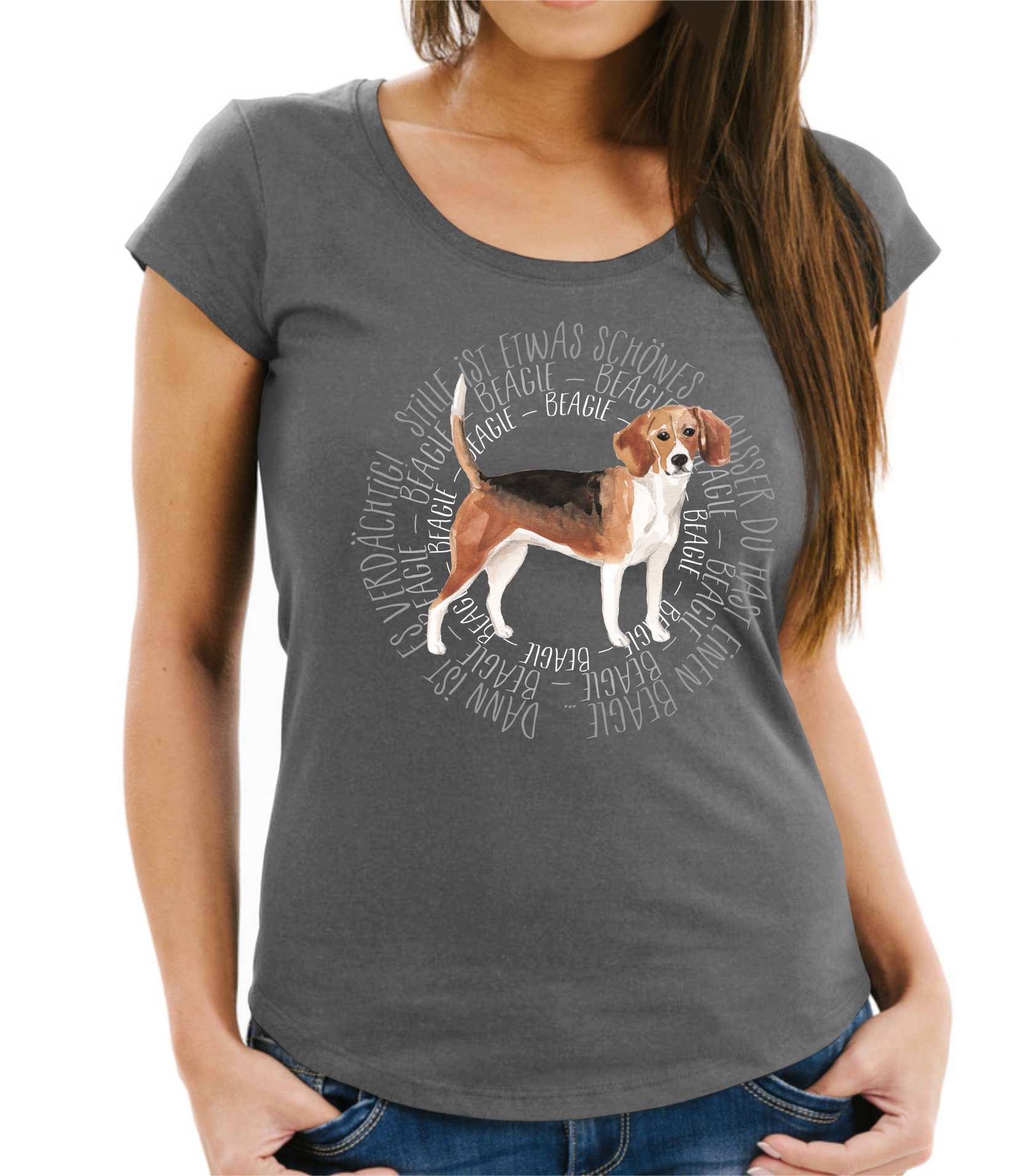 BEAGLE DAMEN T-SHIRT CIRCLE Watercolor by SIVIWONDER