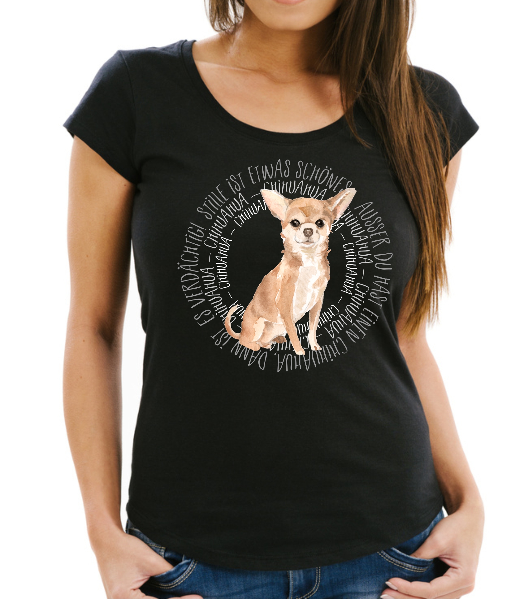 CHIHUAHUA DAMEN T-SHIRT CIRCLE Watercolor by SIVIWONDER