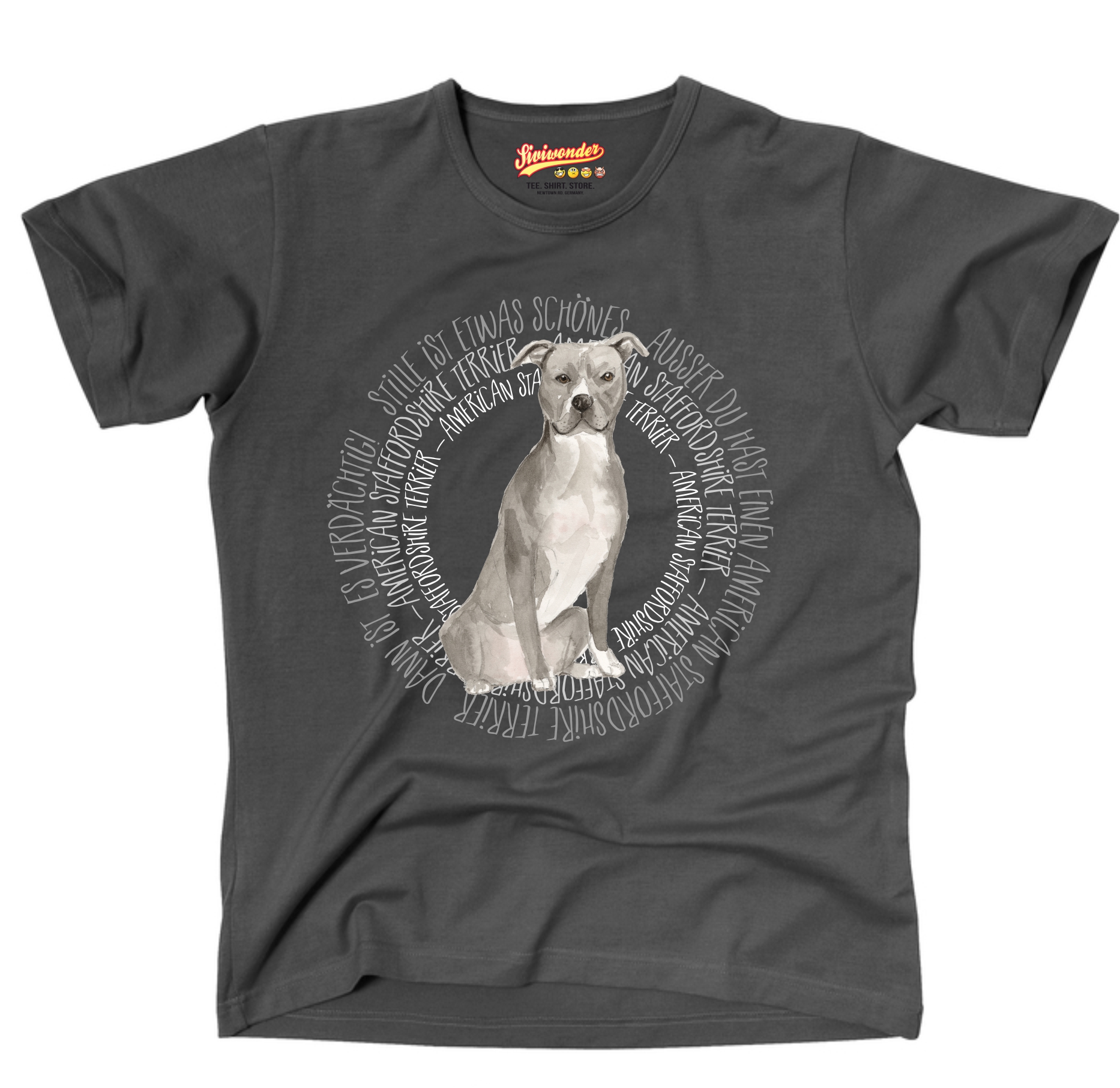 AMERCIAN STAFFORDSHIRE TERRIER UNISEX T-SHIRT CIRCLE Watercolor by SIVIWONDER