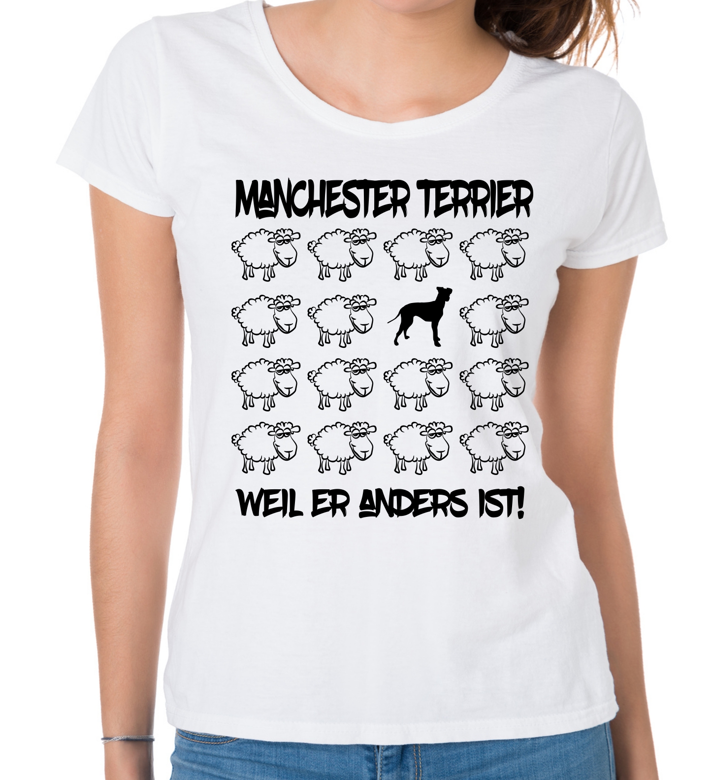 MANCHESTER TERRIER DAMEN T-SHIRT BLACK SHEEP by SIVIWONDER