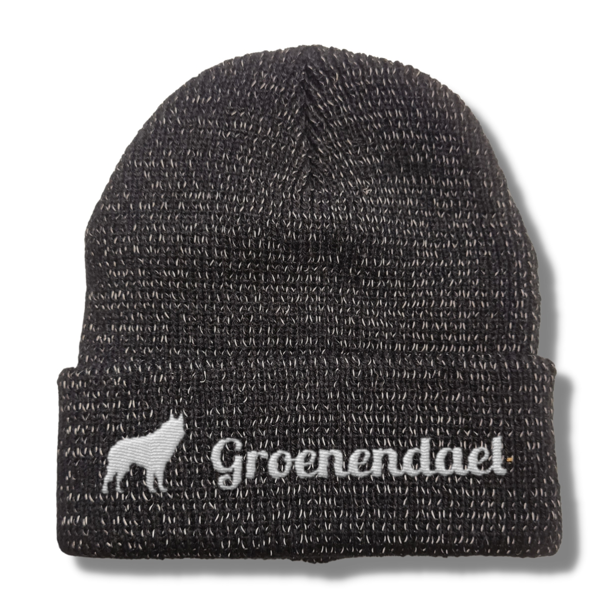 Groenendael reflektierende Mütze Stickerei Hund Winter Strickmütze reflex Beanie warm