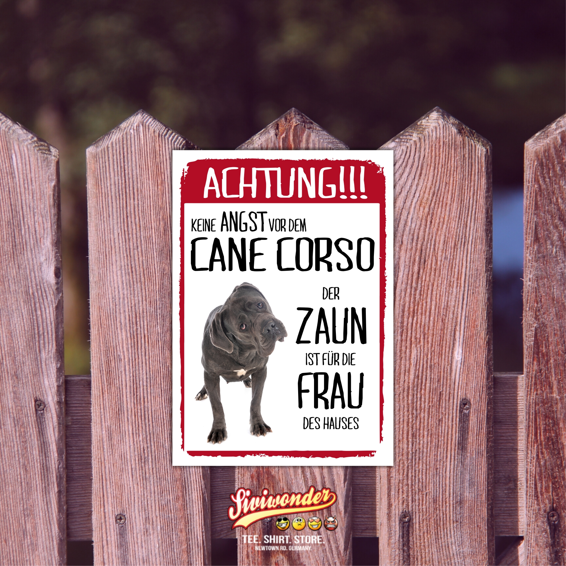 Cane Corso Schild Achtung Zaun Frau Spruch Türschild Hundeschild Warnschild Fun