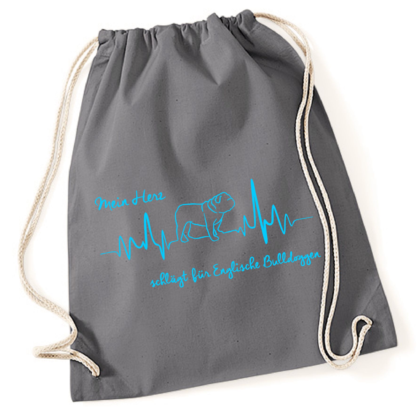 ENGLISCHE BULLDOGGE TURNBEUTEL HEARTBEAT EKG by SIVIWONDER