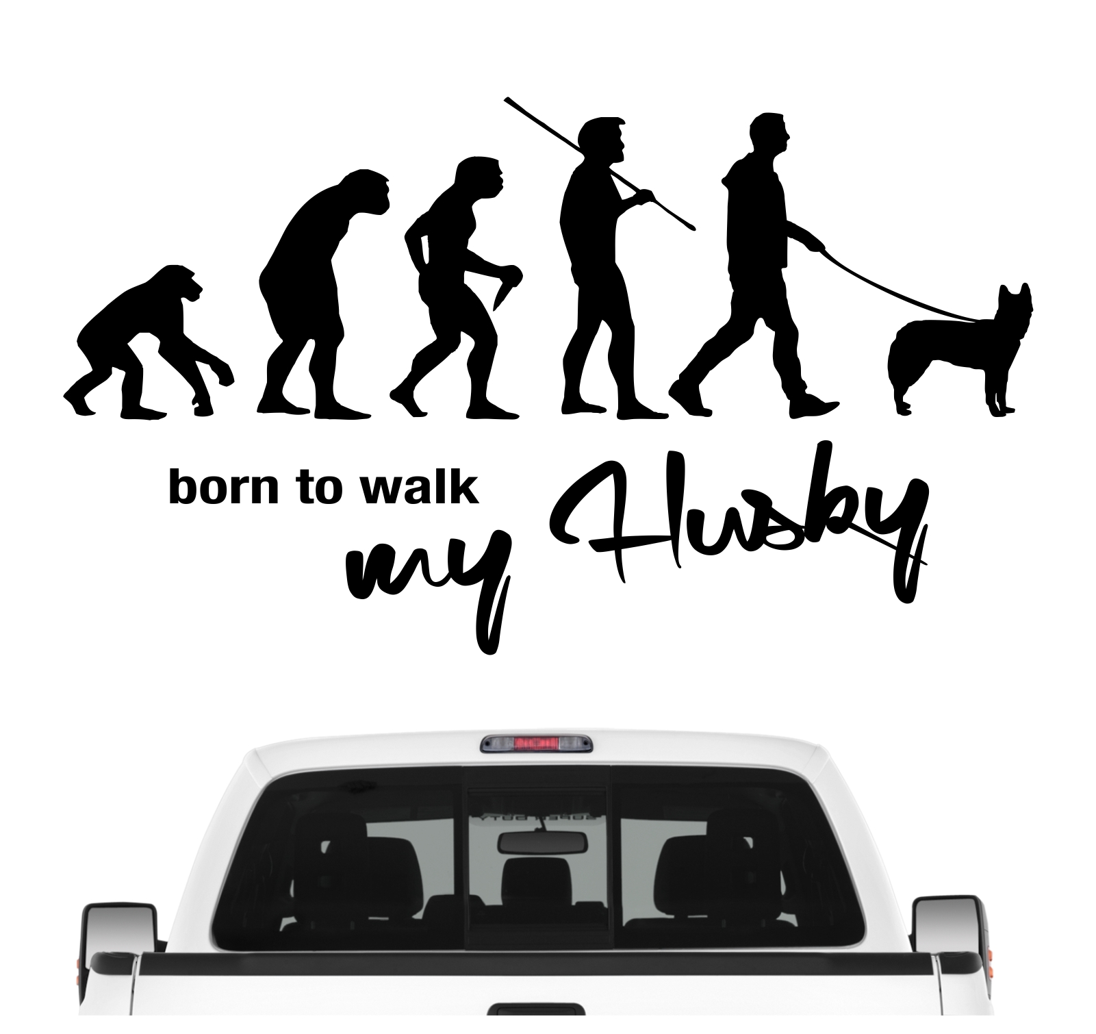 Husky Siberian Icee Sibe Chukcha Huskies Sibireien Schlittenhund Evolution Born to Walk Hunde Aufkleber Sticker Autoaufkleber Wandtattoo Tattoo