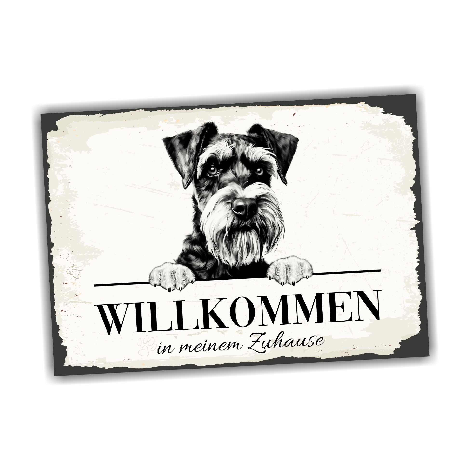 Hundeschild Willkommen Zuhause Schnauzer Schild Achtung Spruch
