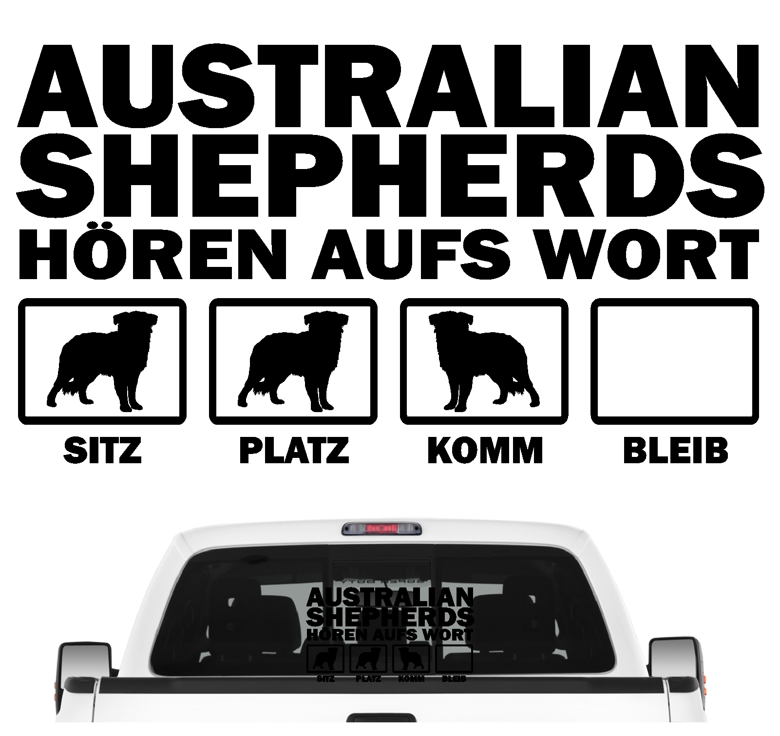 Australian Shepherd Aussie Australischer Schäferhund blue merle Dog  Hört aufs Wort Hunde Aufkleber Sticker Autoaufkleber