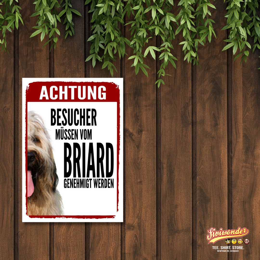 Briard Genehmigung Dog Schild Spruch Türschild Hundeschild Warnschild