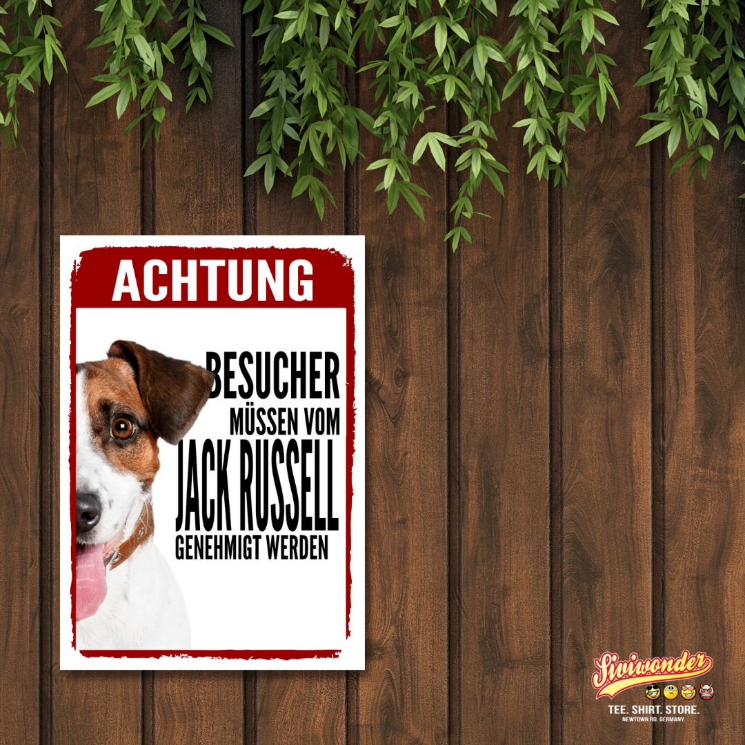 Jack Russell Genehmigung Dog Schild Spruch Türschild Hundeschild Warnschild