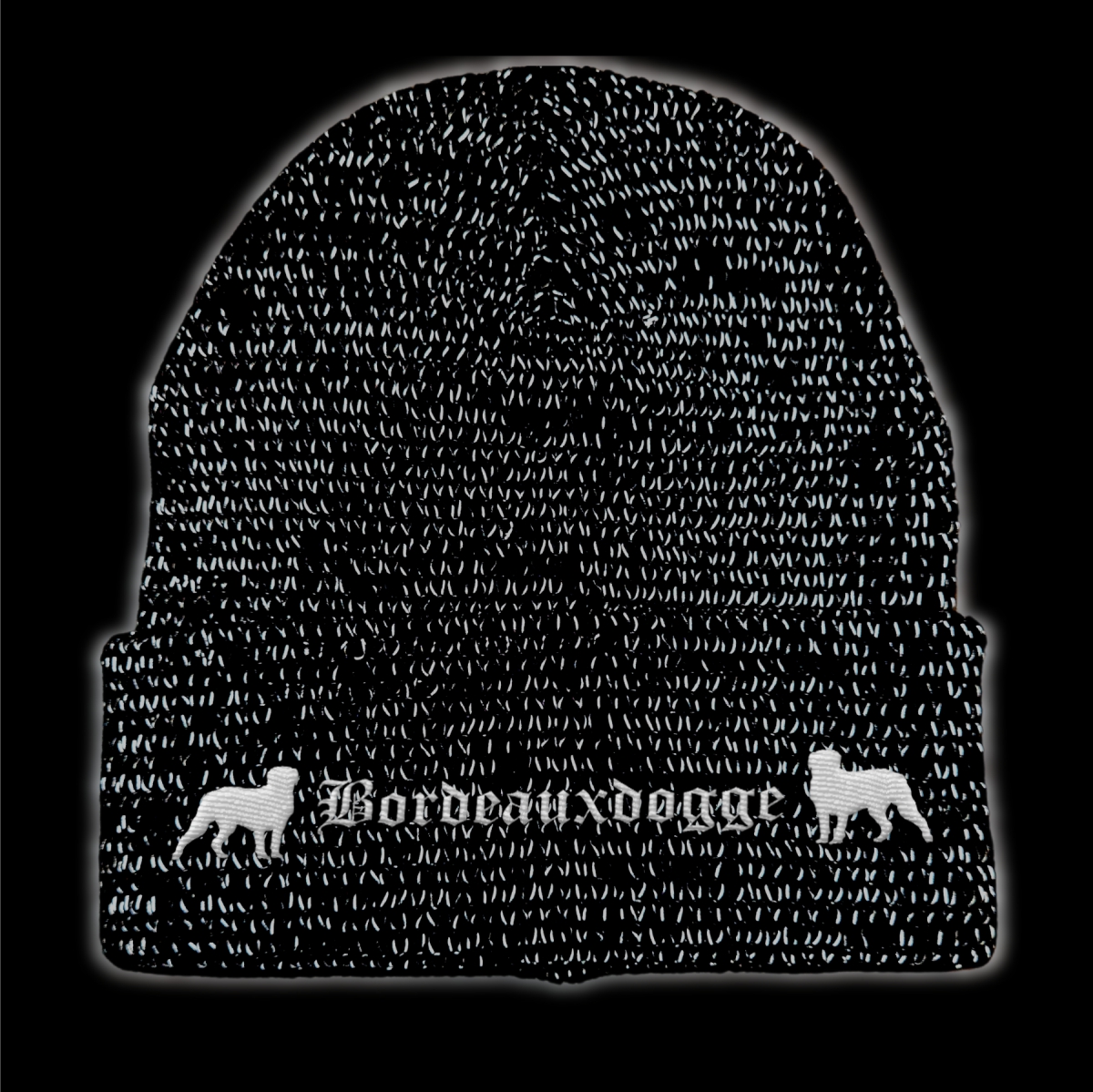 Bad Bordeauxdogge reflektierende Mütze Stickerei Hund Winter Strickmütze reflex Beanie warm