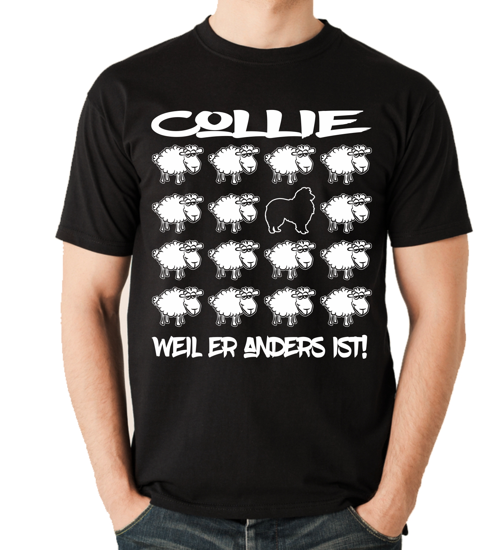 COLLIE UNISEX T-SHIRT BLACK SHEEP by SIVIWONDER