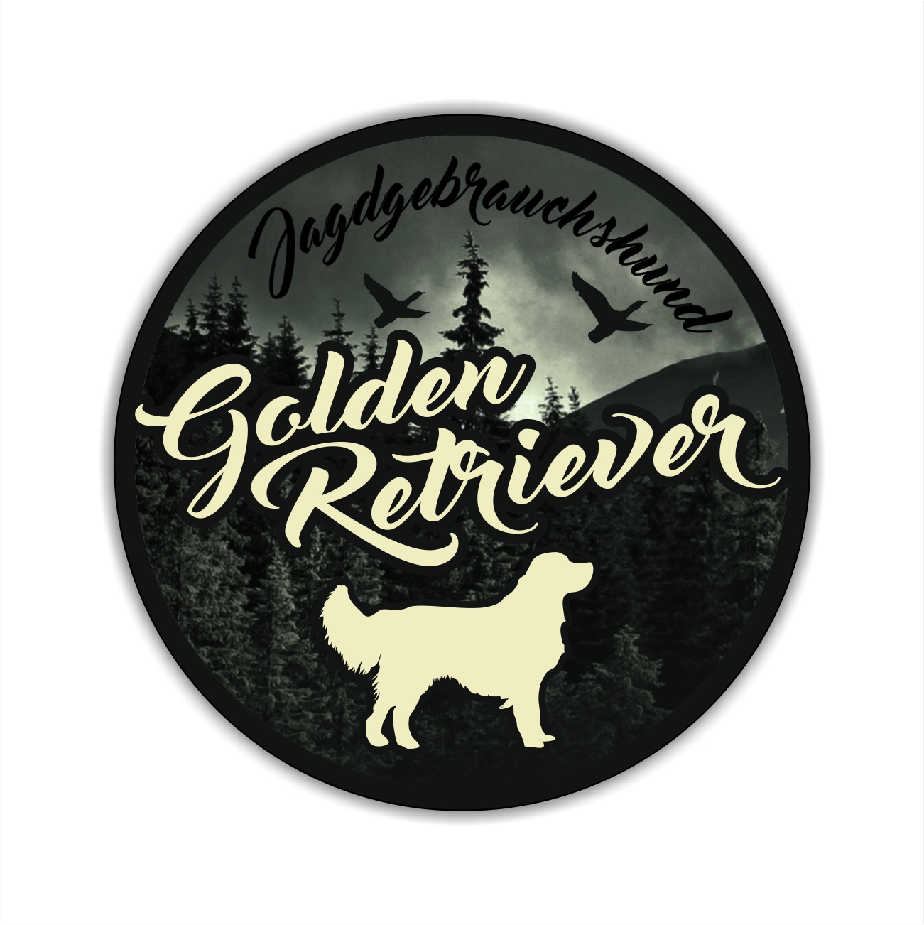 Golden Retriever Goldie  Jäger Jagdhund Aufkleber Digitaldruck Motiv