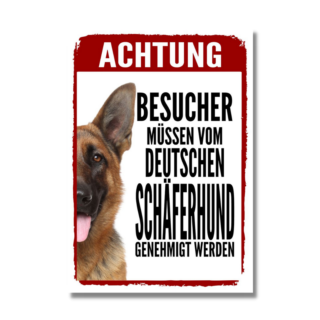 Deutscher Schäferhund Genehmigung Dog Schild Spruch Türschild Hundeschild Warnschild