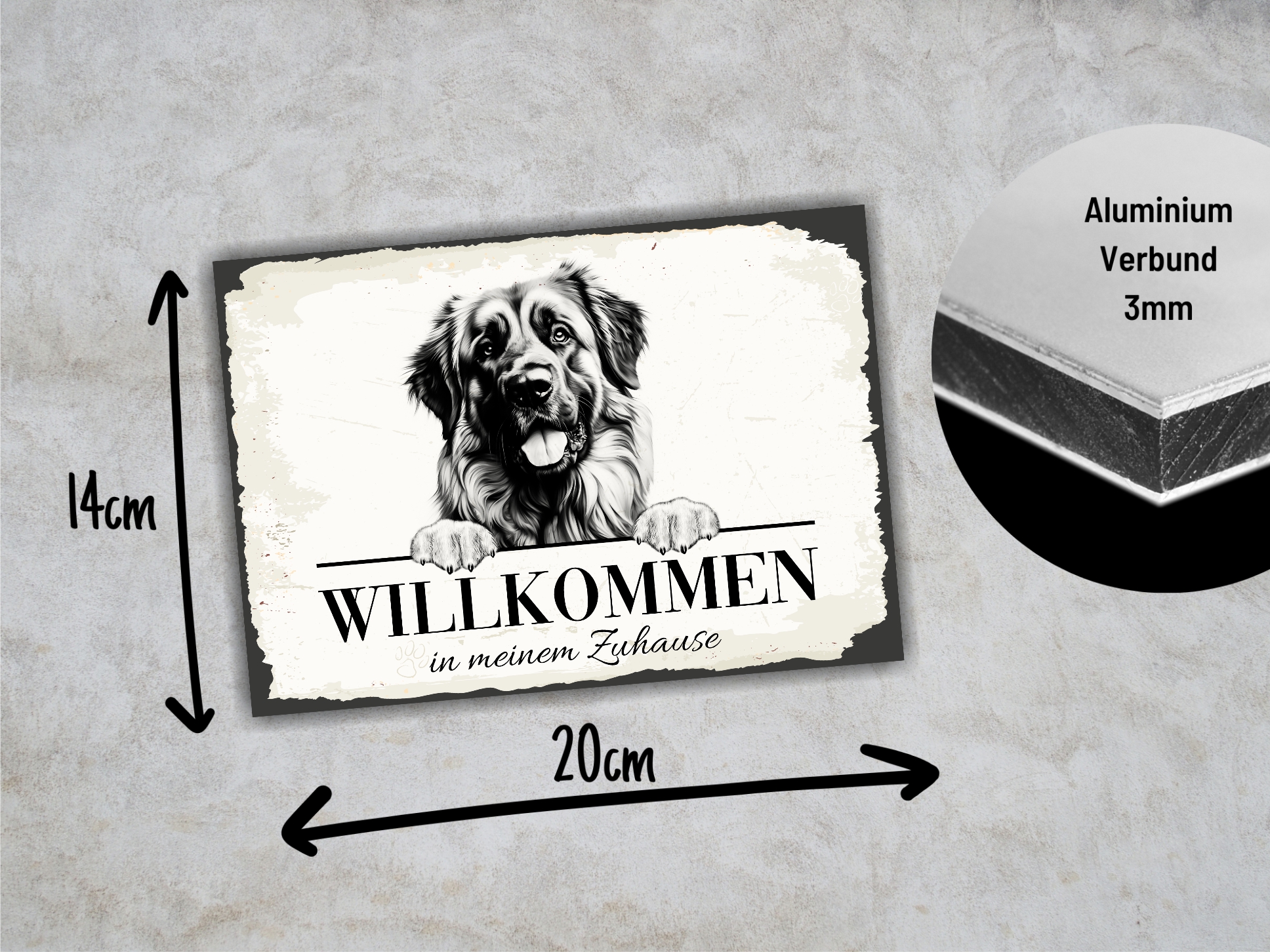 Hundeschild Willkommen Zuhause  Leonberger Leo Schild Achtung Spruch