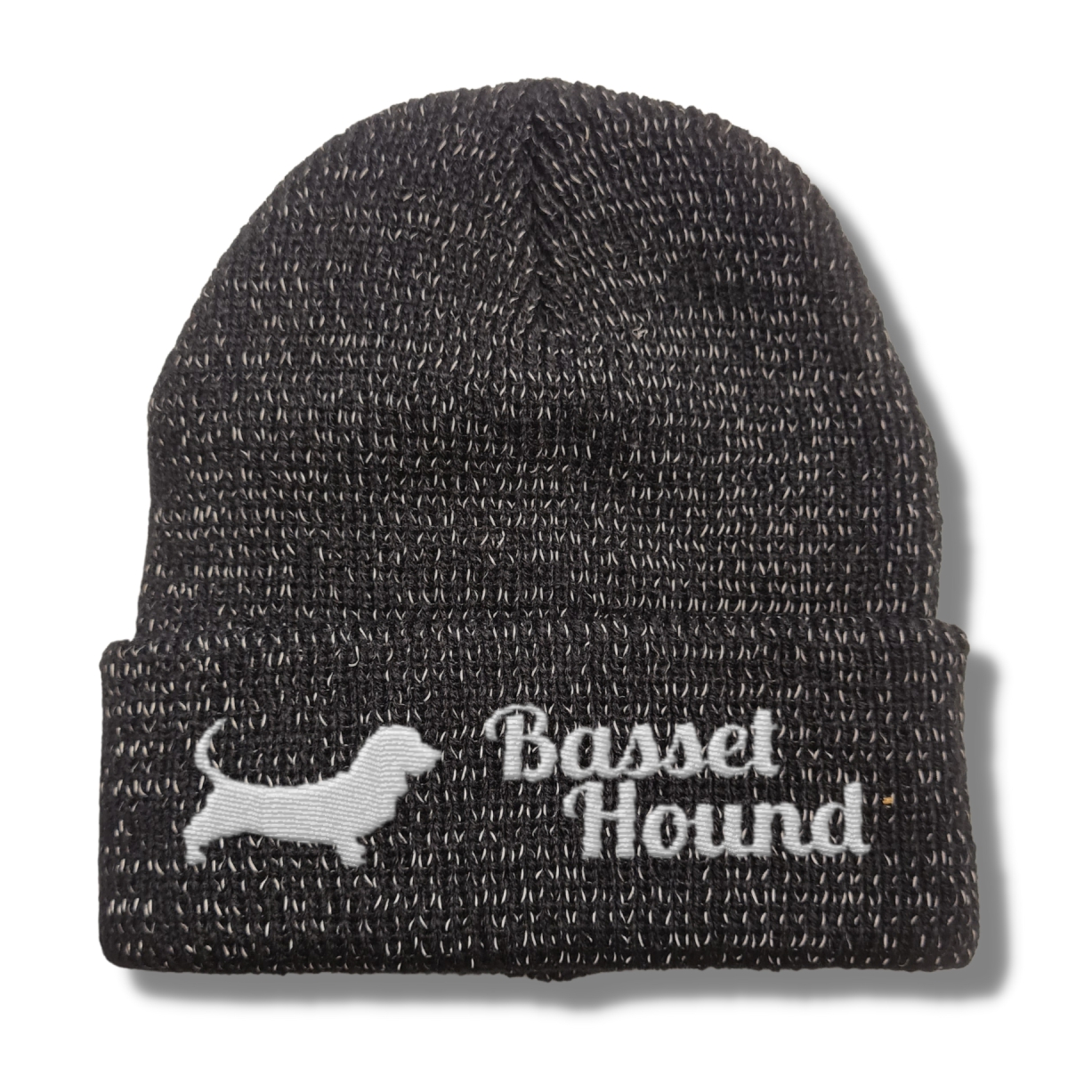 Basset Hound reflektierende Mütze Stickerei Hund Winter Strickmütze reflex Beanie warm