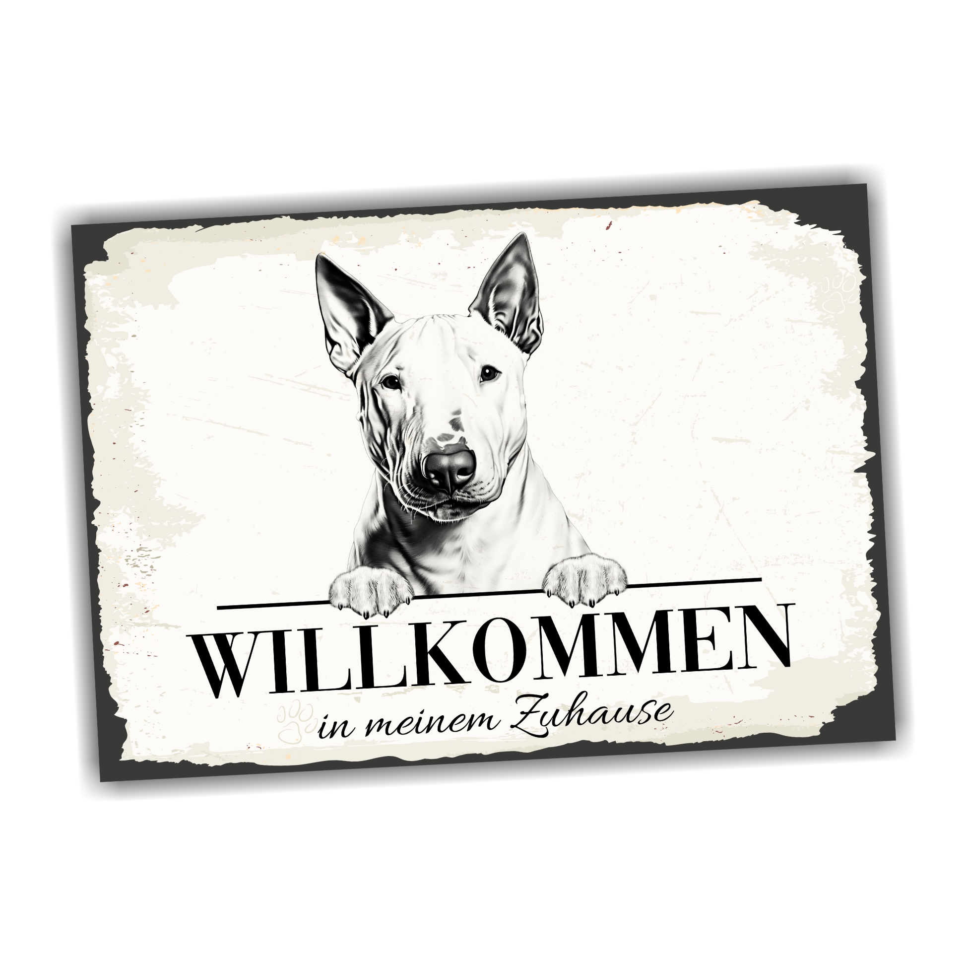 Hundeschild Willkommen Zuhause Bullterrier Bully Schild Achtung Spruch
