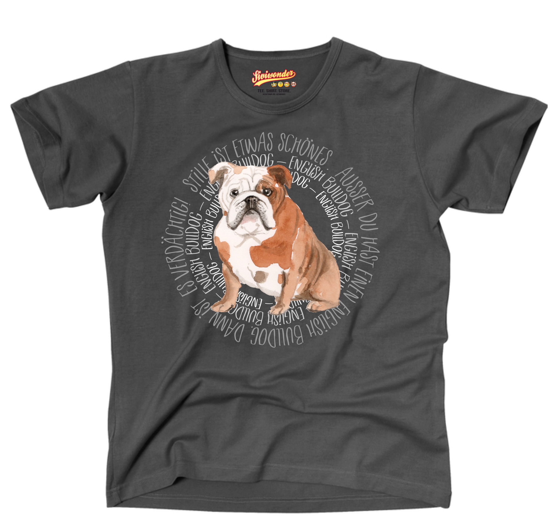 ENGLISCHE BULLDOGGE UNISEX T-SHIRT CIRCLE Watercolor by SIVIWONDER