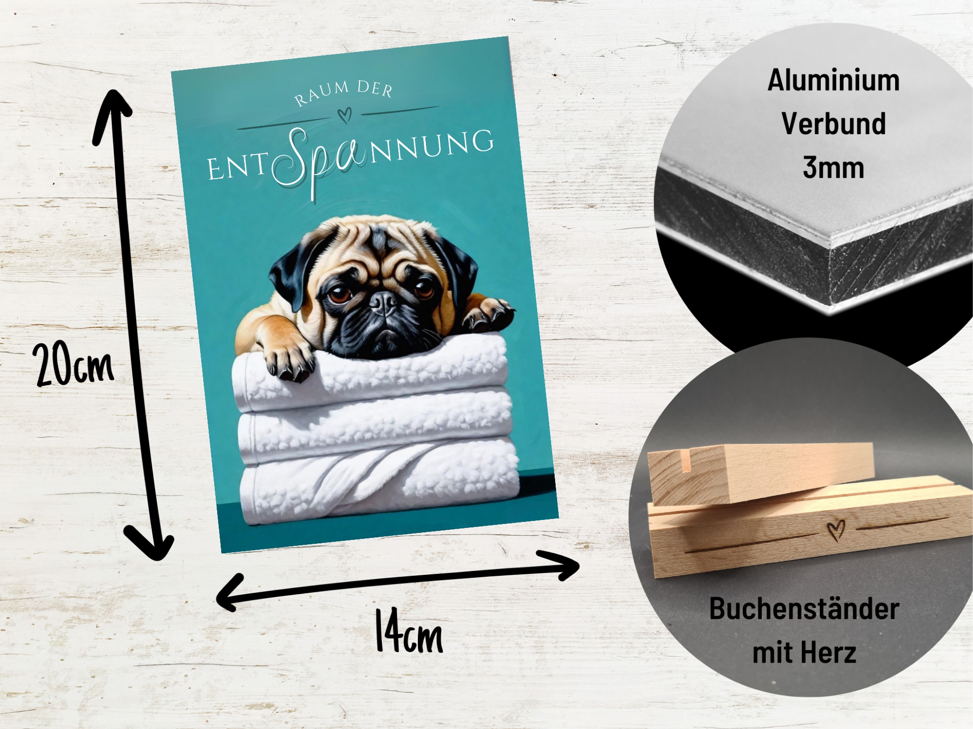 Hundeschild Deko Badezimmer Wellness Mops Pug Schild Spruch