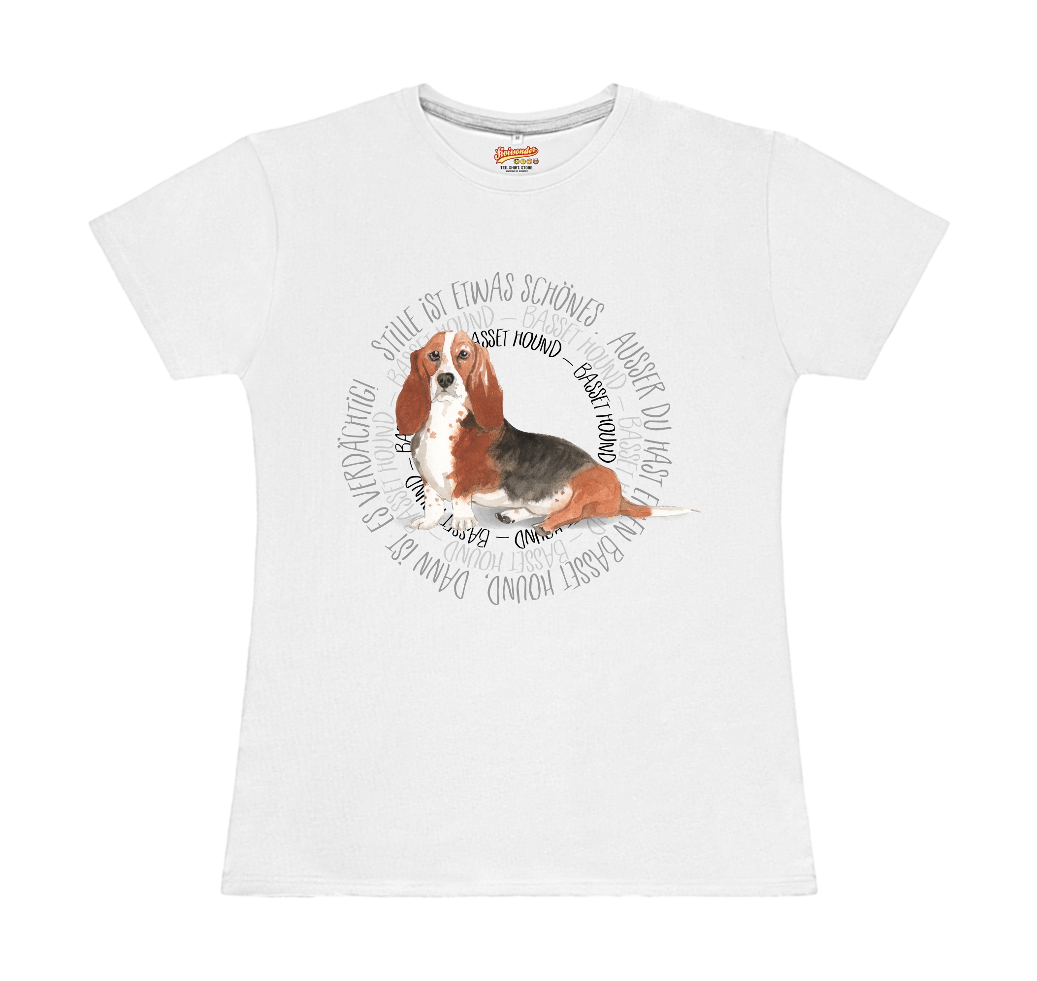 BASSET HOUND DAMEN T-SHIRT CIRCLE Watercolor by SIVIWONDER