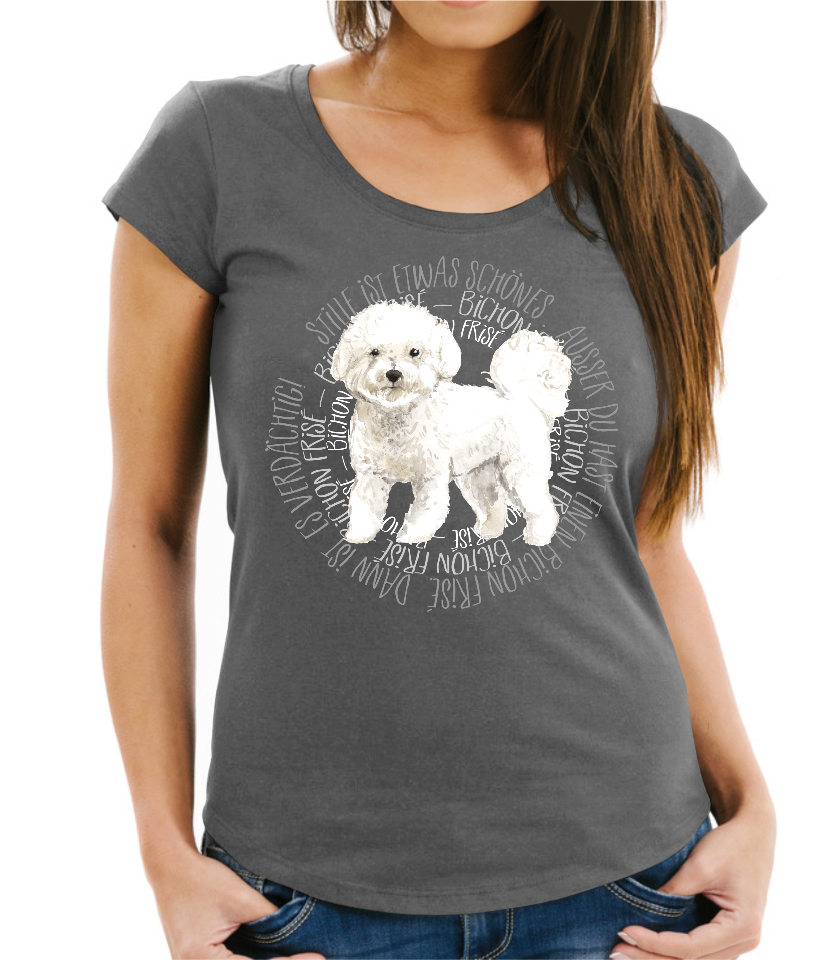 BICHON FRISE DAMEN T-SHIRT CIRCLE Watercolor by SIVIWONDER