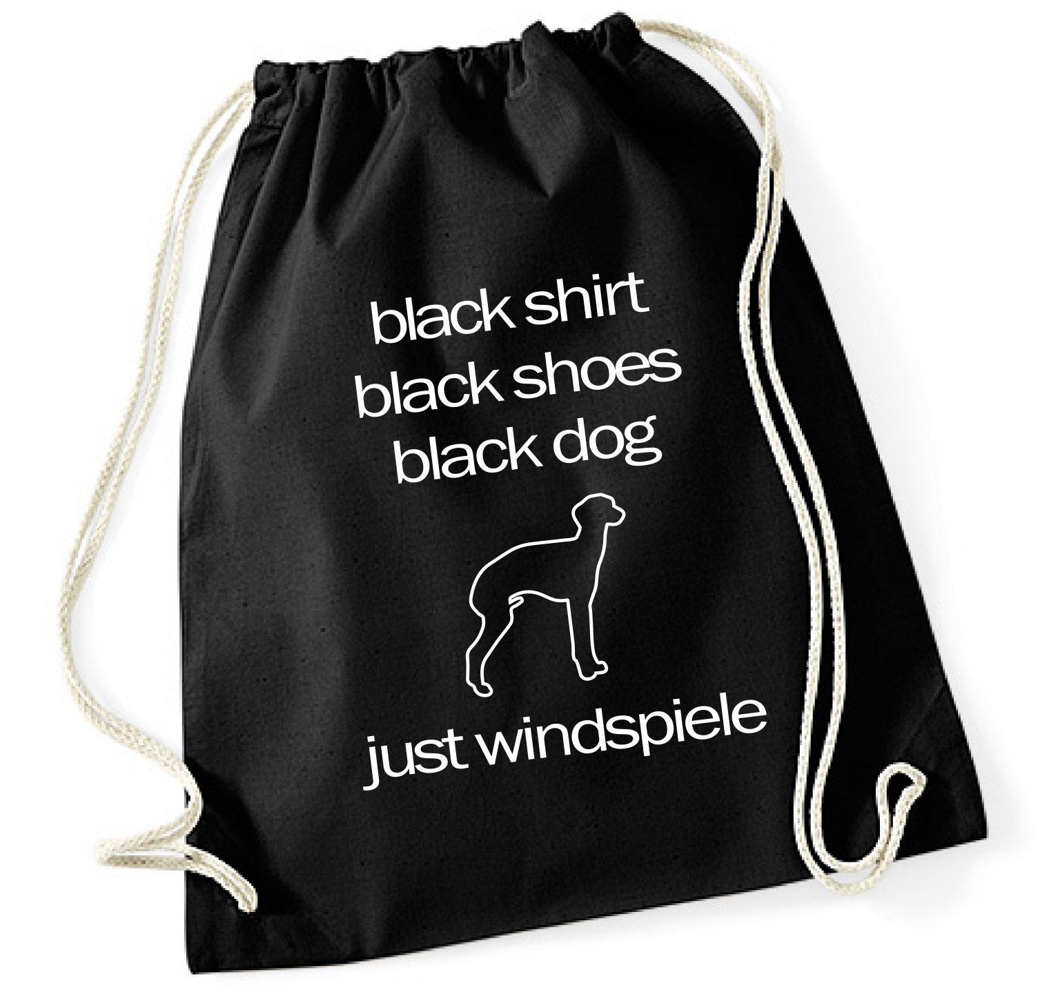 Italienisches Windspiel Turnbeutel Black Dog Hundemotiv Italian Greyhound Italiano Poccolo Levriero