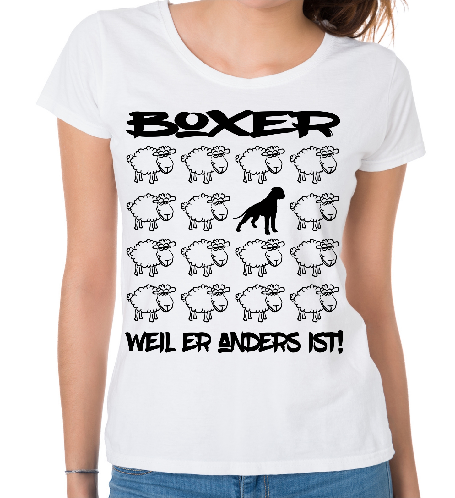 BOXER DAMEN T-SHIRT BLACK SHEEP by SIVIWONDER