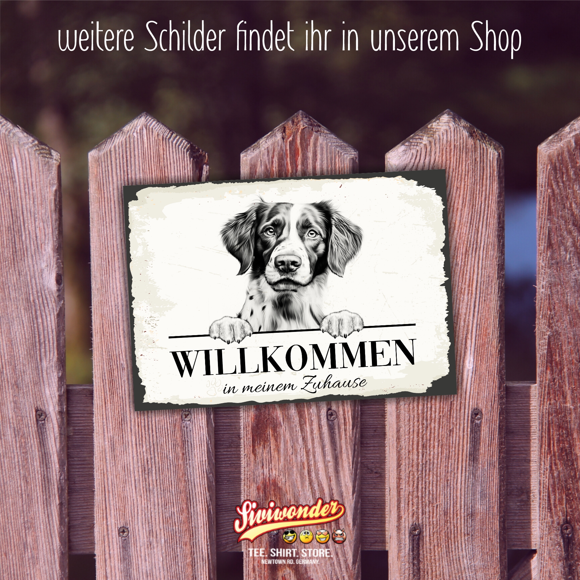 Hundeschild Willkommen Zuhause Epagneul Breton Spaniel No.3 Dog Schild Spruch Türschild Warnschild