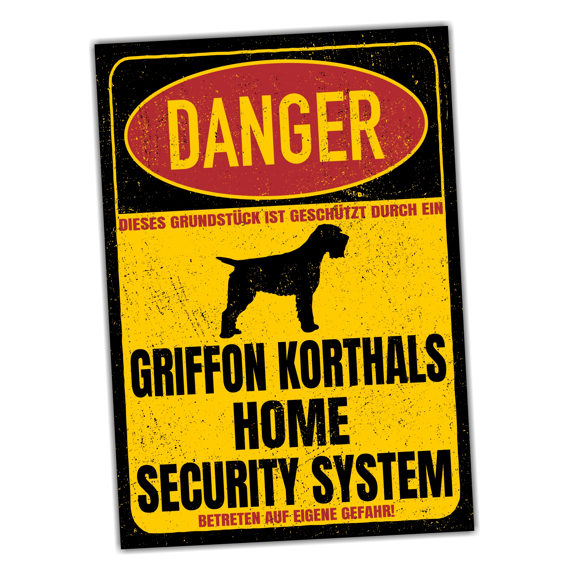 Korthals griffon Dog Türschild Danger Security System Warnschild Hund Schilder Hundeschild