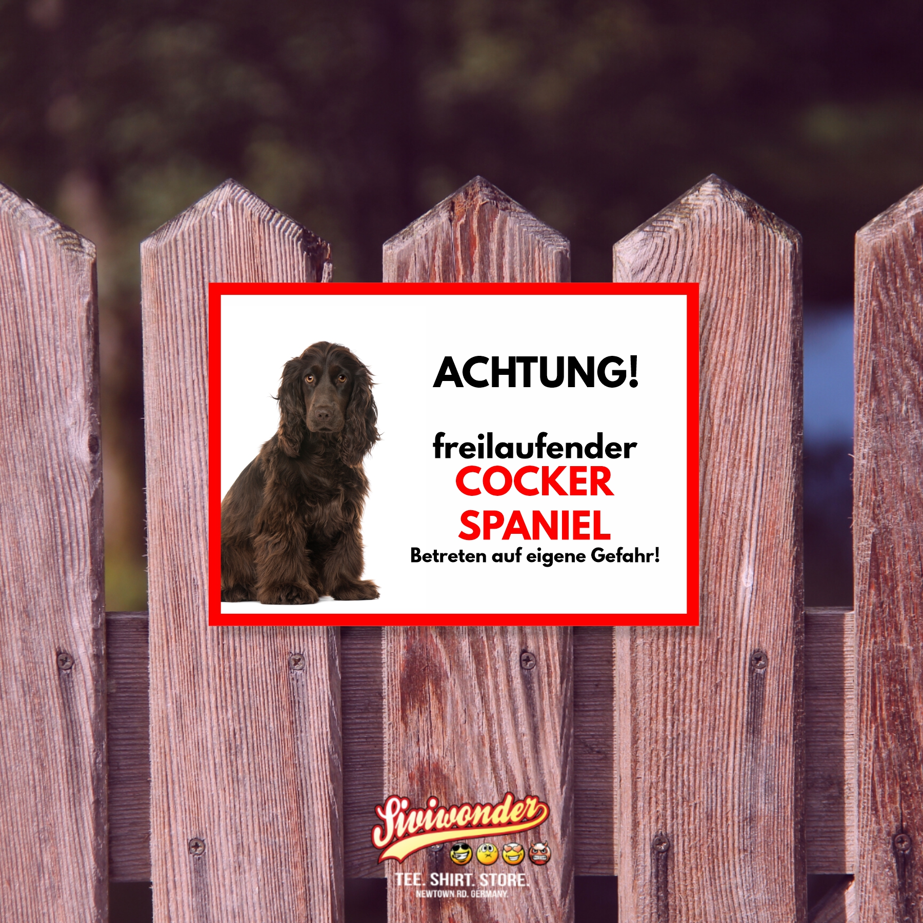 Cocker Spaniel 4 Freilaufender Hund Dog Schild Spruch Türschild Hundeschild Warnschild