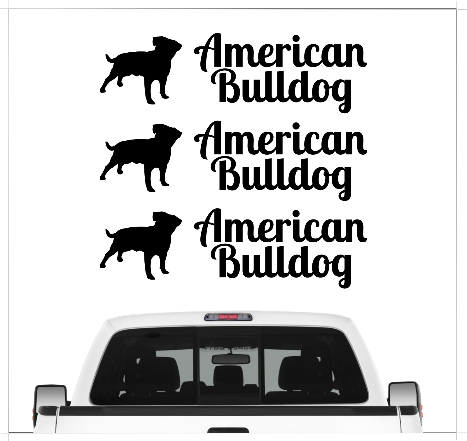 American Bulldog Aufkleber 3er Set Hundeaufkleber Hundemotiv Hund Folie