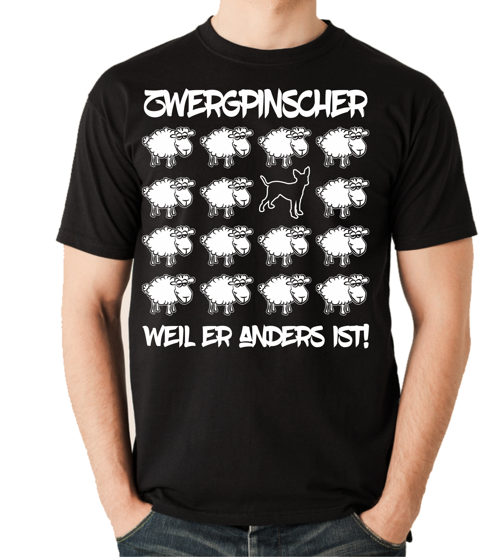 ZWERGPINSCHER UNISEX T-SHIRT BLACK SHEEP by SIVIWONDER