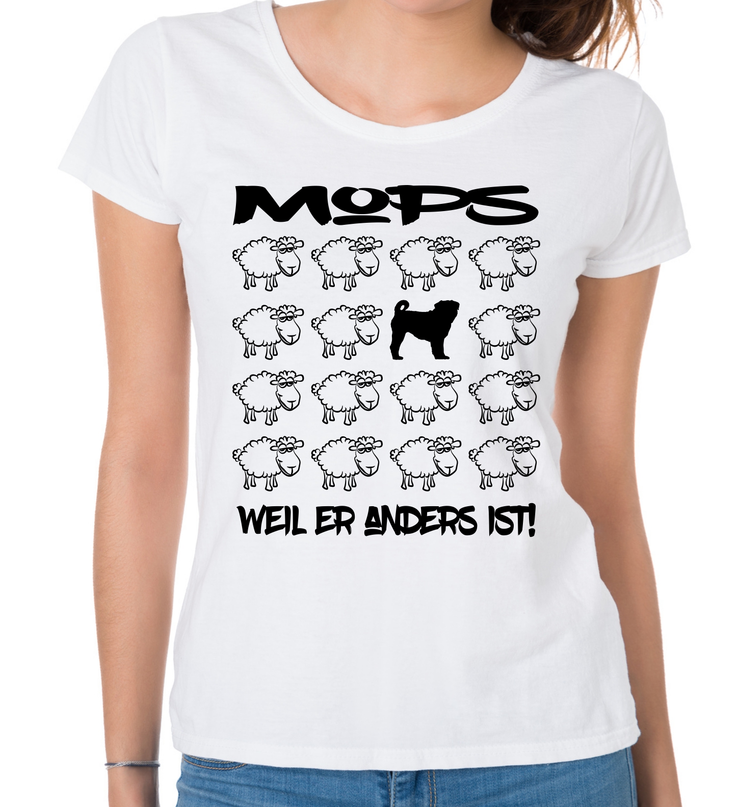 MOPS DAMEN T-SHIRT BLACK SHEEP by SIVIWONDER