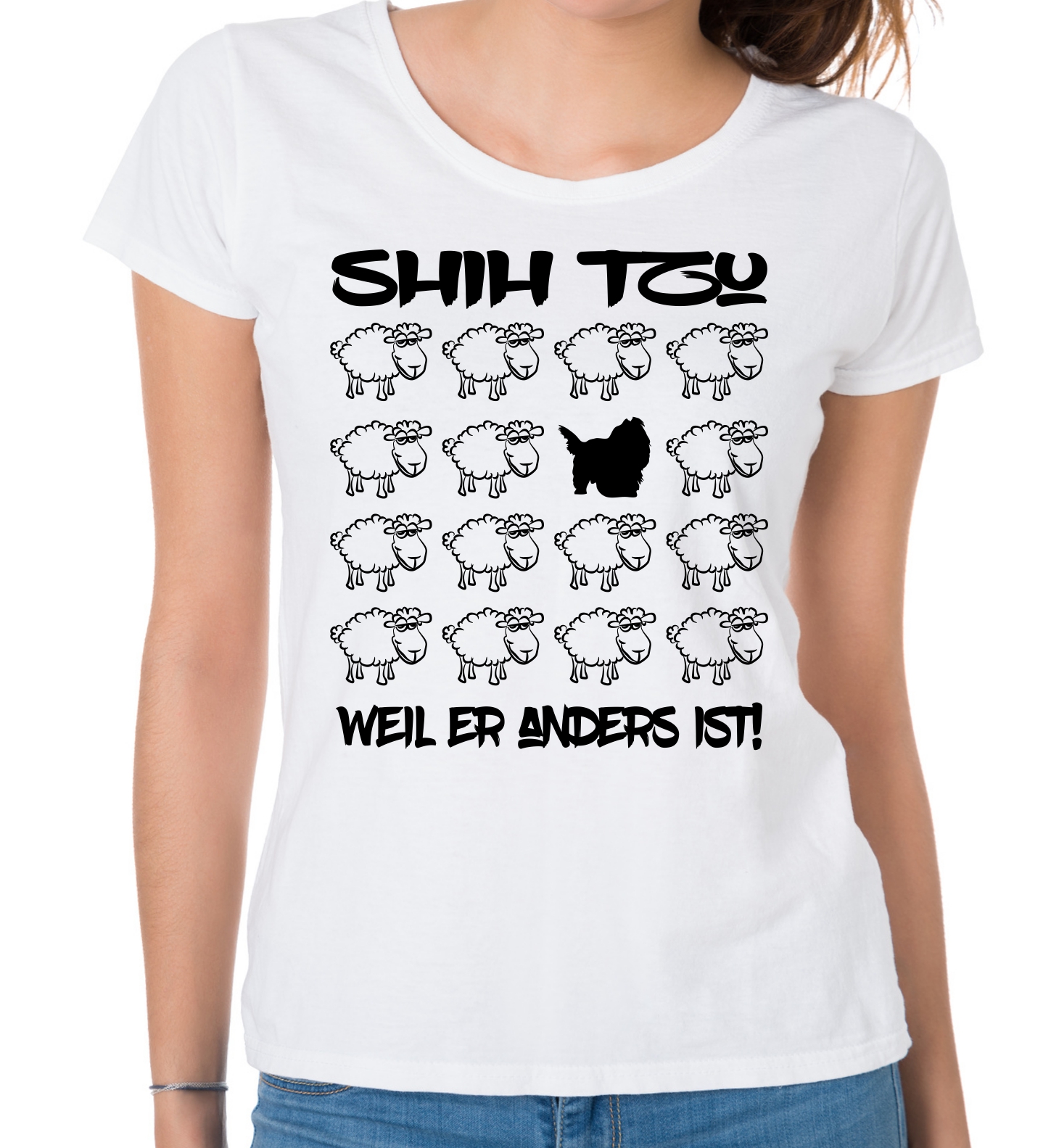 SHIH TZU DAMEN T-SHIRT BLACK SHEEP by SIVIWONDER