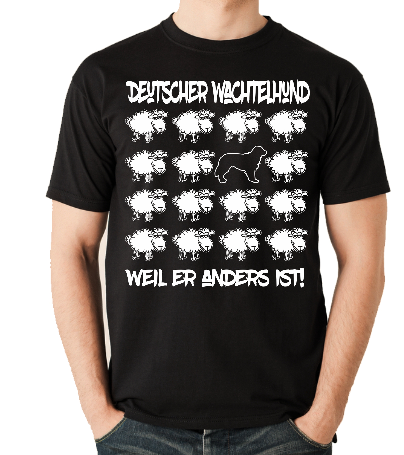 DEUTSCHER WACHTELHUND UNISEX T-SHIRT BLACK SHEEP by SIVIWONDER