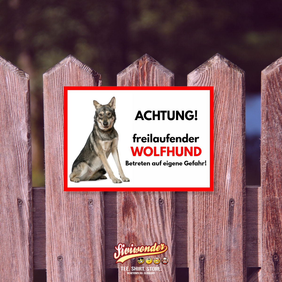 Wolfhound Freilaufender Hund Dog Schild Spruch Türschild Hundeschild Warnschild