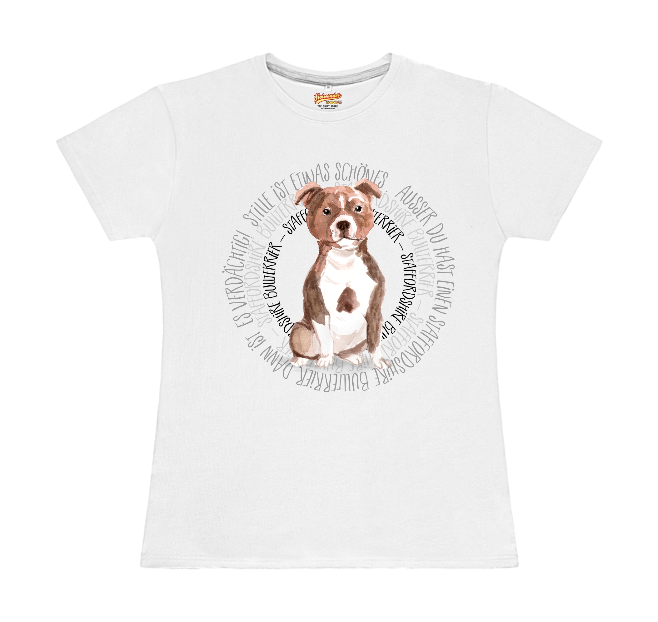STAFFORDSHIRE BULLTERRIER DAMEN T-SHIRT CIRCLE Watercolor by SIVIWONDER