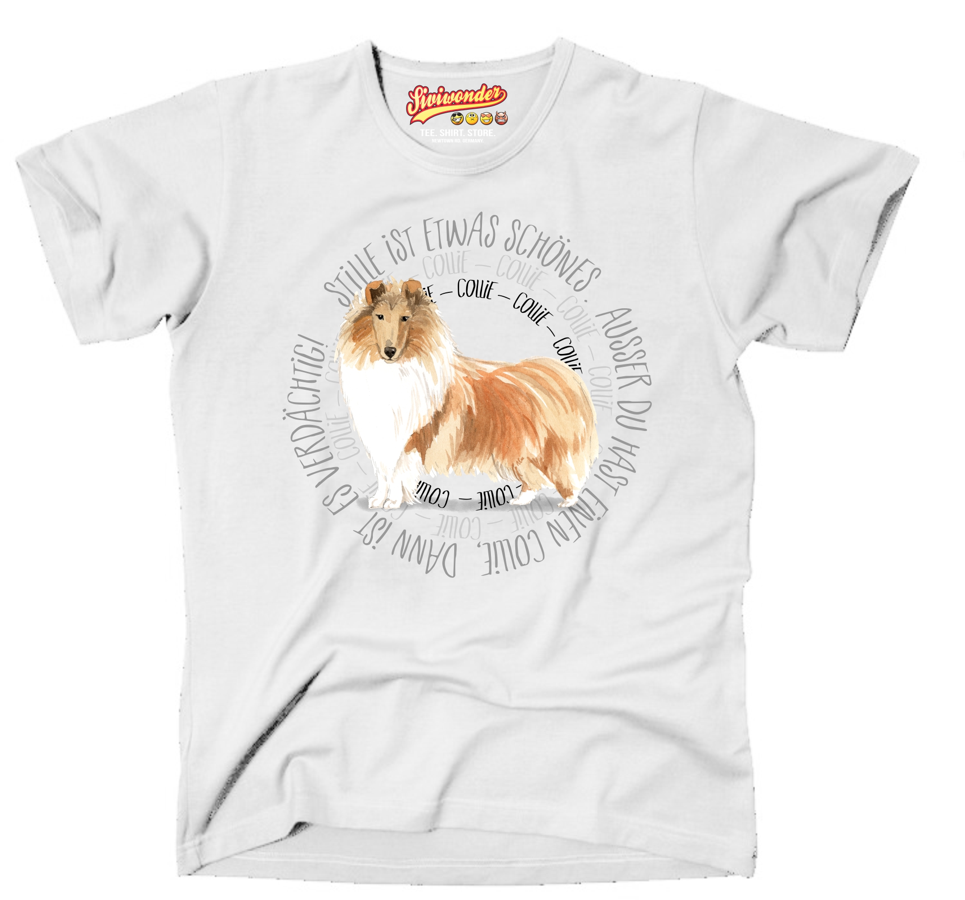 COLLIE UNISEX T-SHIRT CIRCLE Watercolor by SIVIWONDER