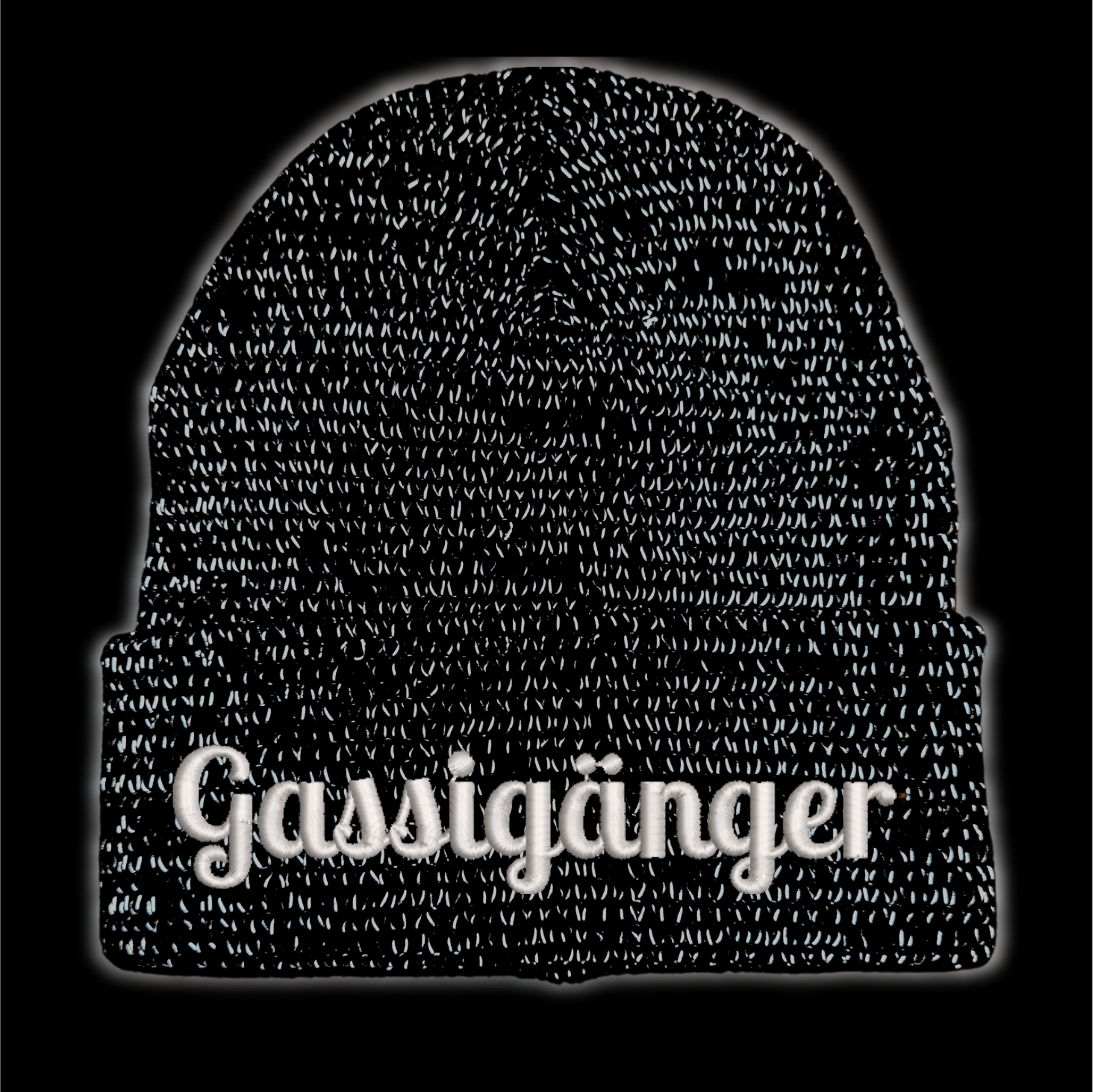 Gassigänger reflektierende Mütze Stickerei Hund Winter Strickmütze reflex Beanie warm
