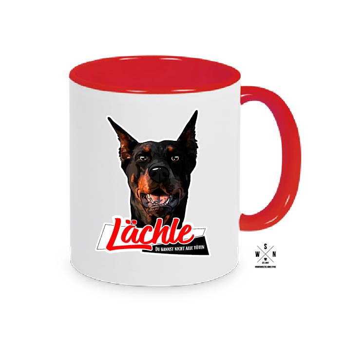 Tasse Kaffebecher LÄCHLE... DOBERMANN