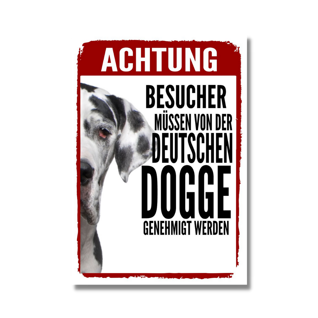 Deutsche Dogge 2 Genehmigung Dog Schild Spruch Türschild Hundeschild Warnschild