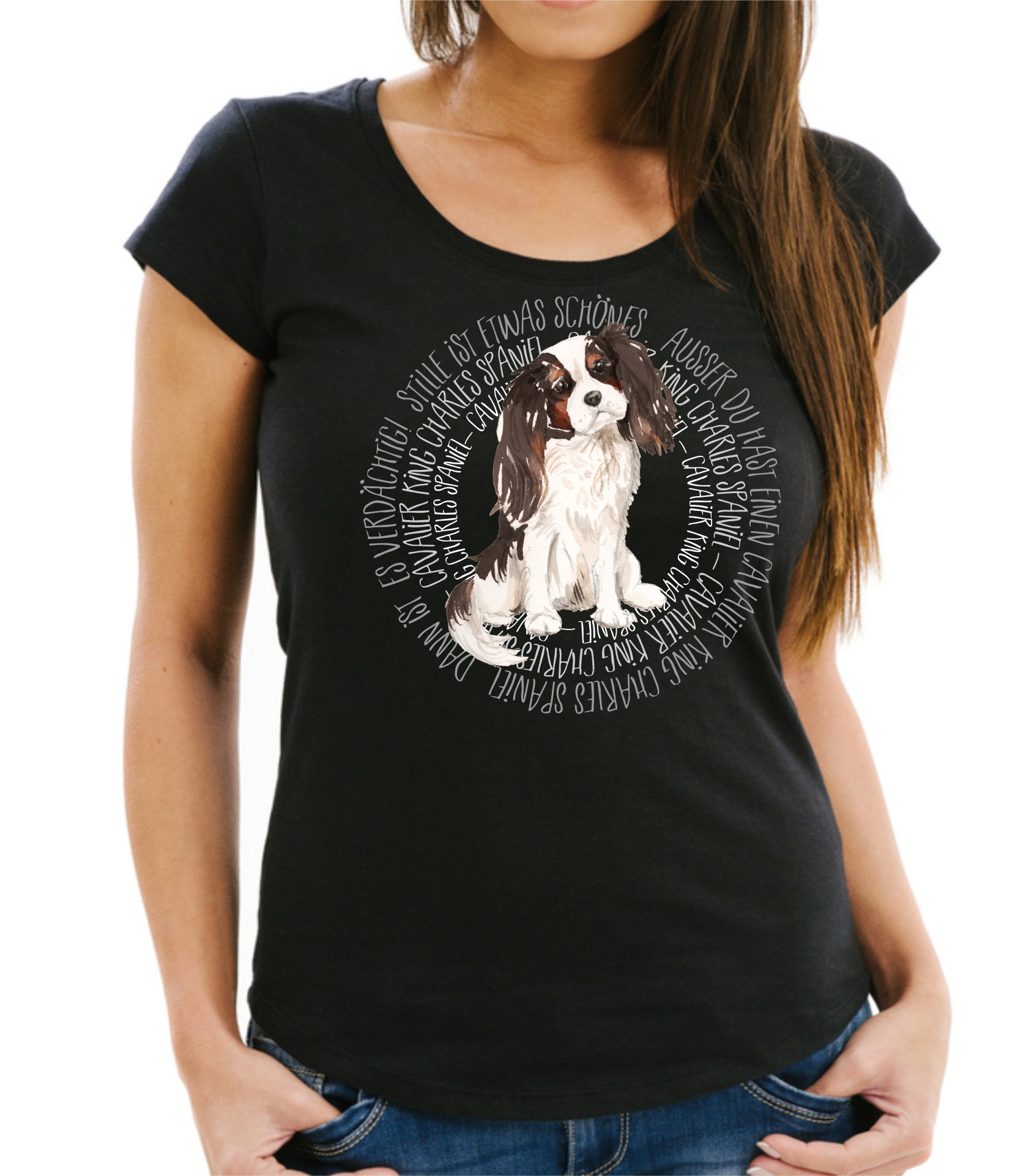 CAVALIER KING CHARLES SPANIEL DAMEN T-SHIRT CIRCLE Watercolor by SIVIWONDER