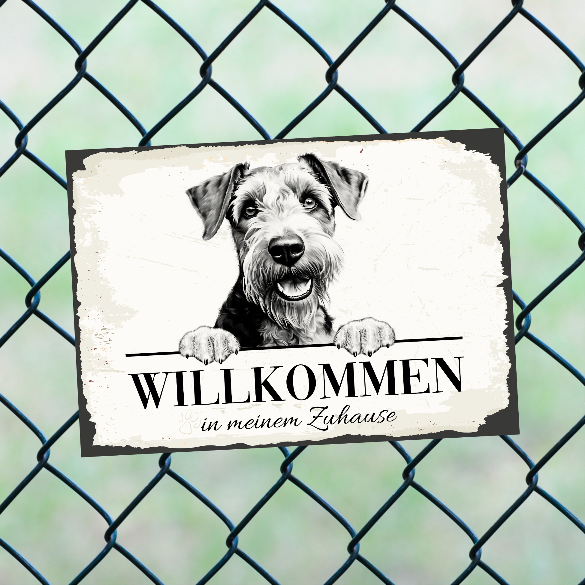 Hundeschild Willkommen Zuhause Airedale Terrier Schild Achtung Spruch