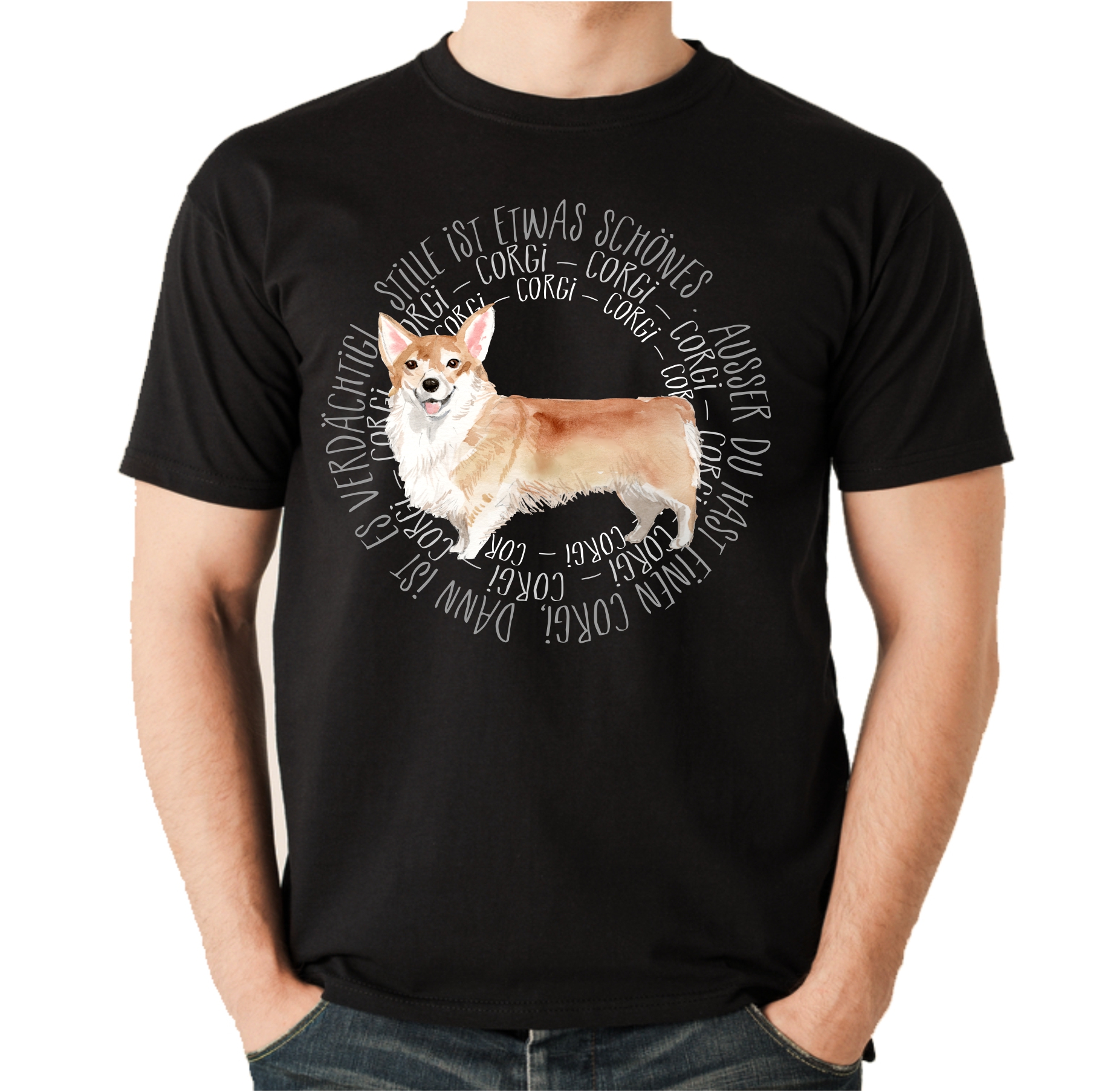 CORGI UNISEX T-SHIRT CIRCLE Watercolor by SIVIWONDER