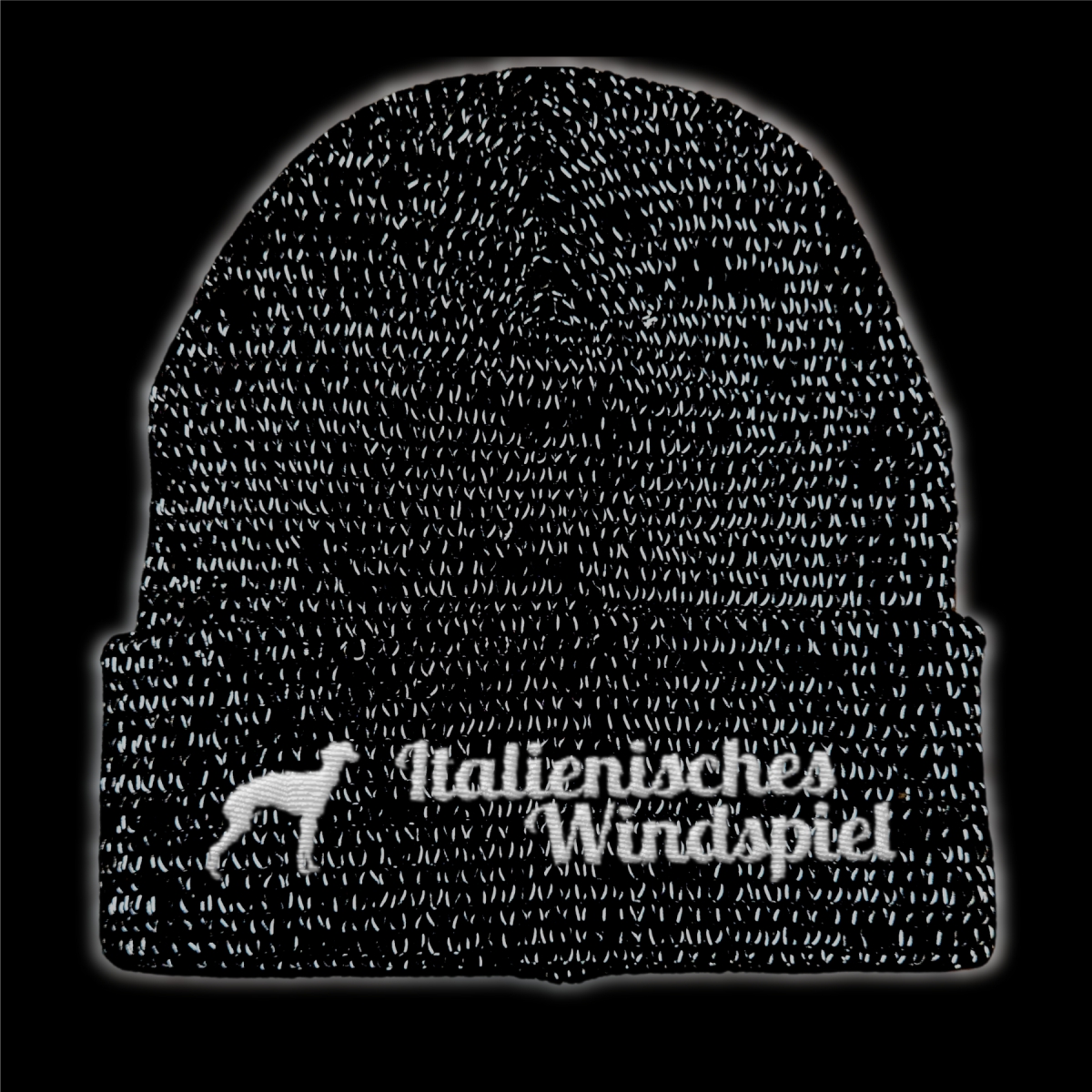Italienisches Windspiel reflektierende Mütze Stickerei Hund Winter Strickmütze reflex Beanie warm