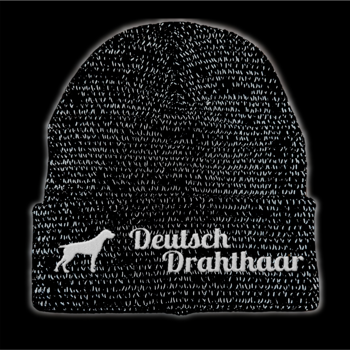 Deutsch Drahthaar reflektierende Mütze Stickerei Hund Winter Strickmütze reflex Beanie warm