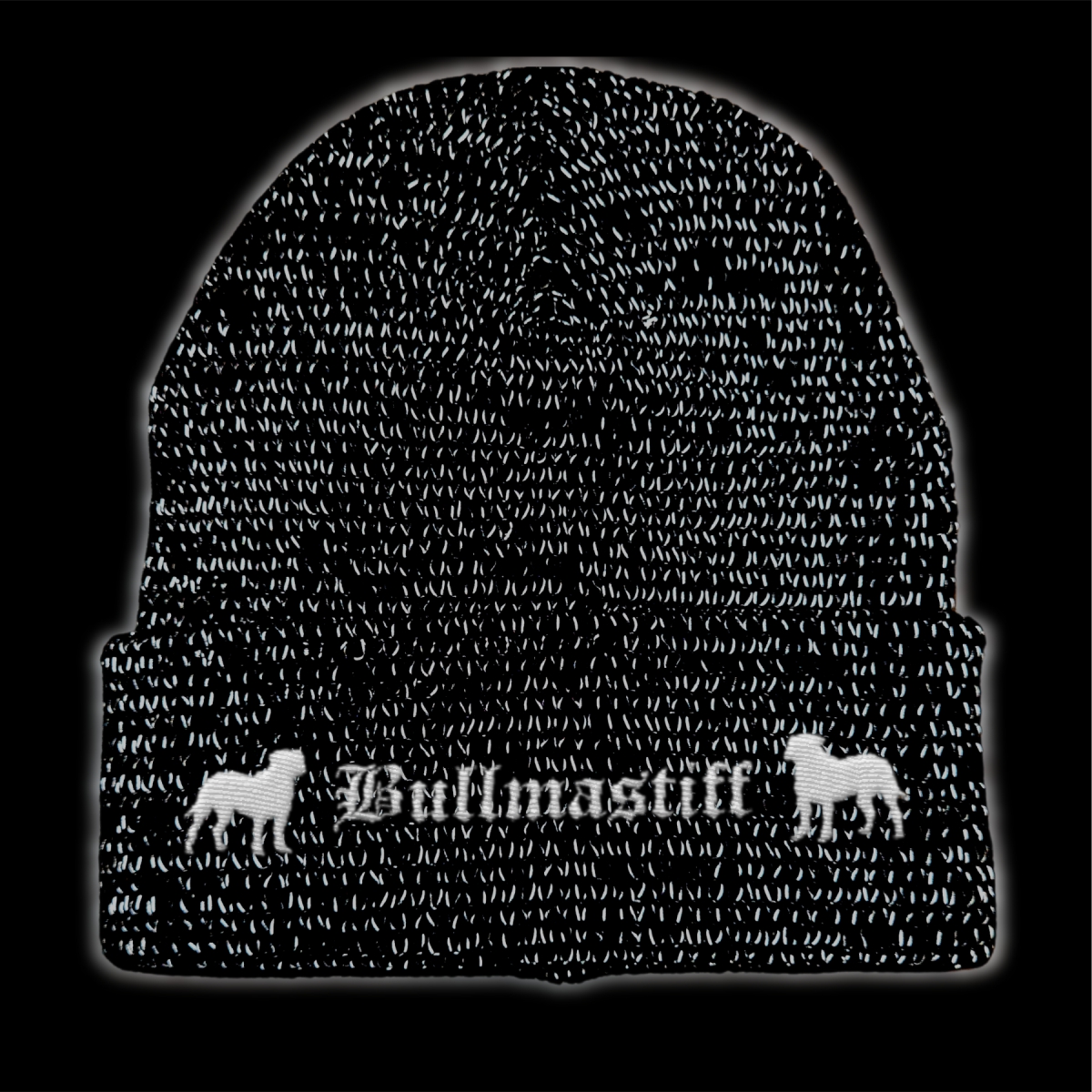 Bad Bullmastiff reflektierende Mütze Stickerei Hund Winter Strickmütze reflex Beanie warm